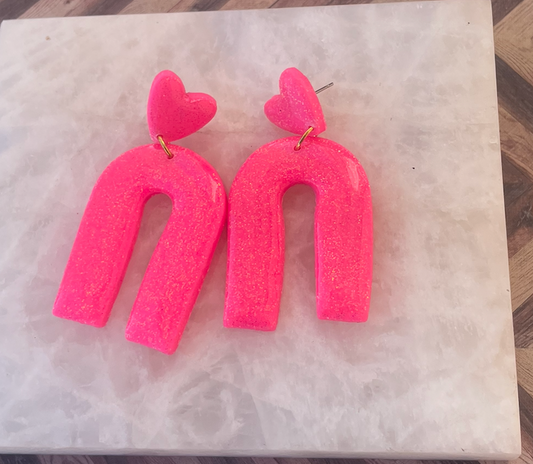 Hot Pink Sparkle Earrings