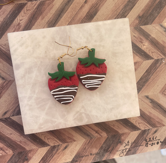 Chocolate Covered Strawberry Earrings