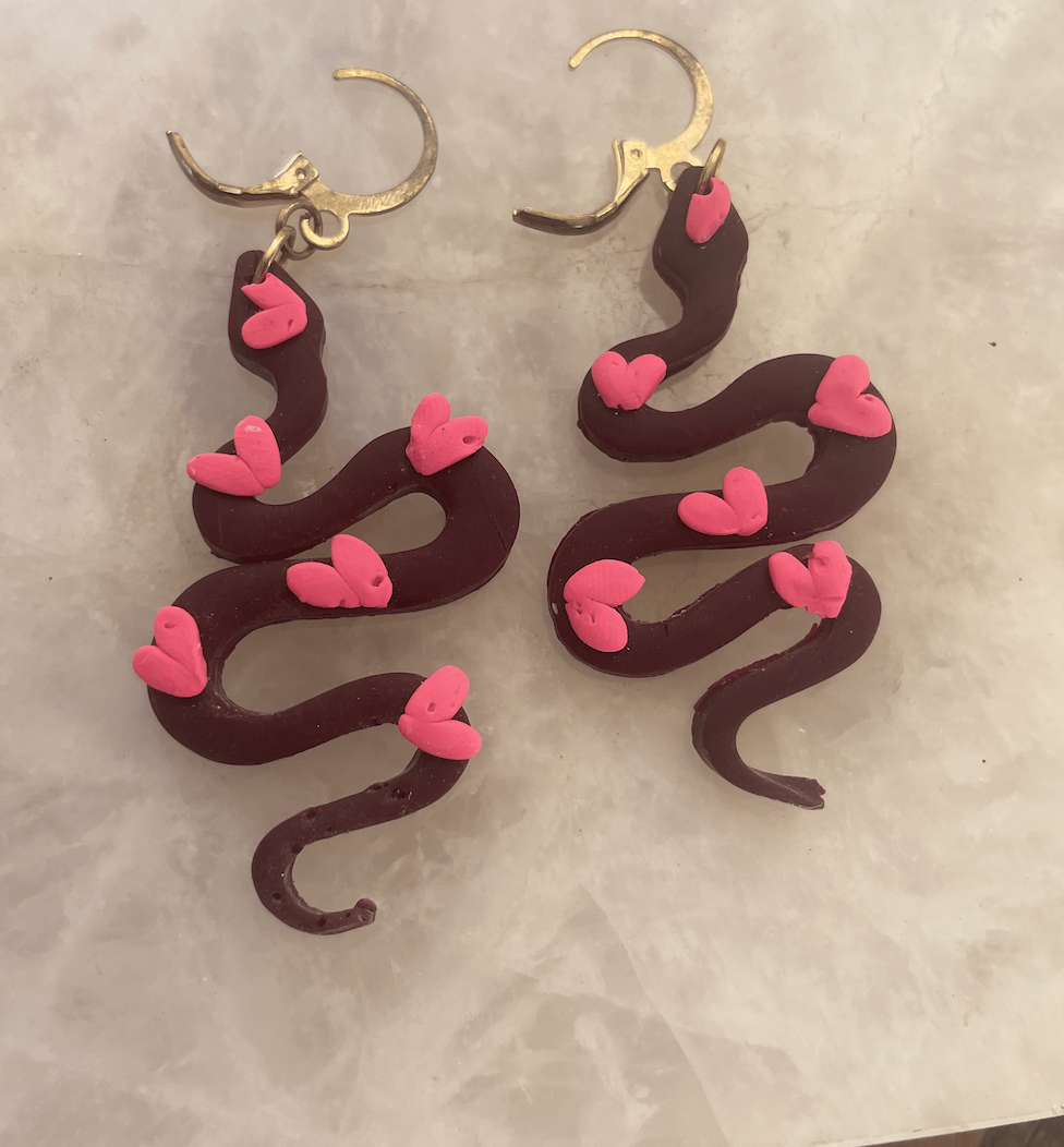 Mini Heart Snake Earrings