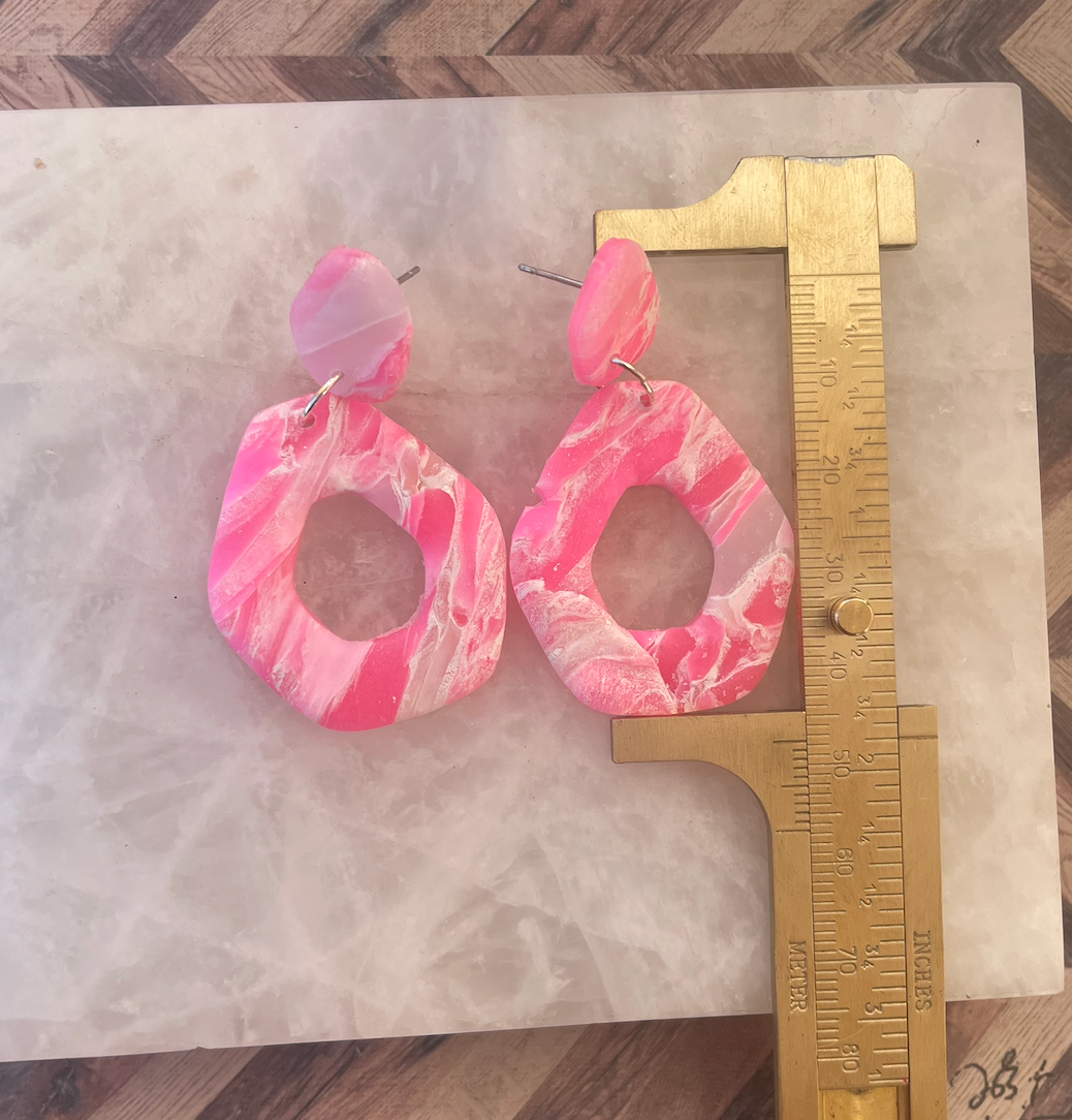 Pink Marble Earrings