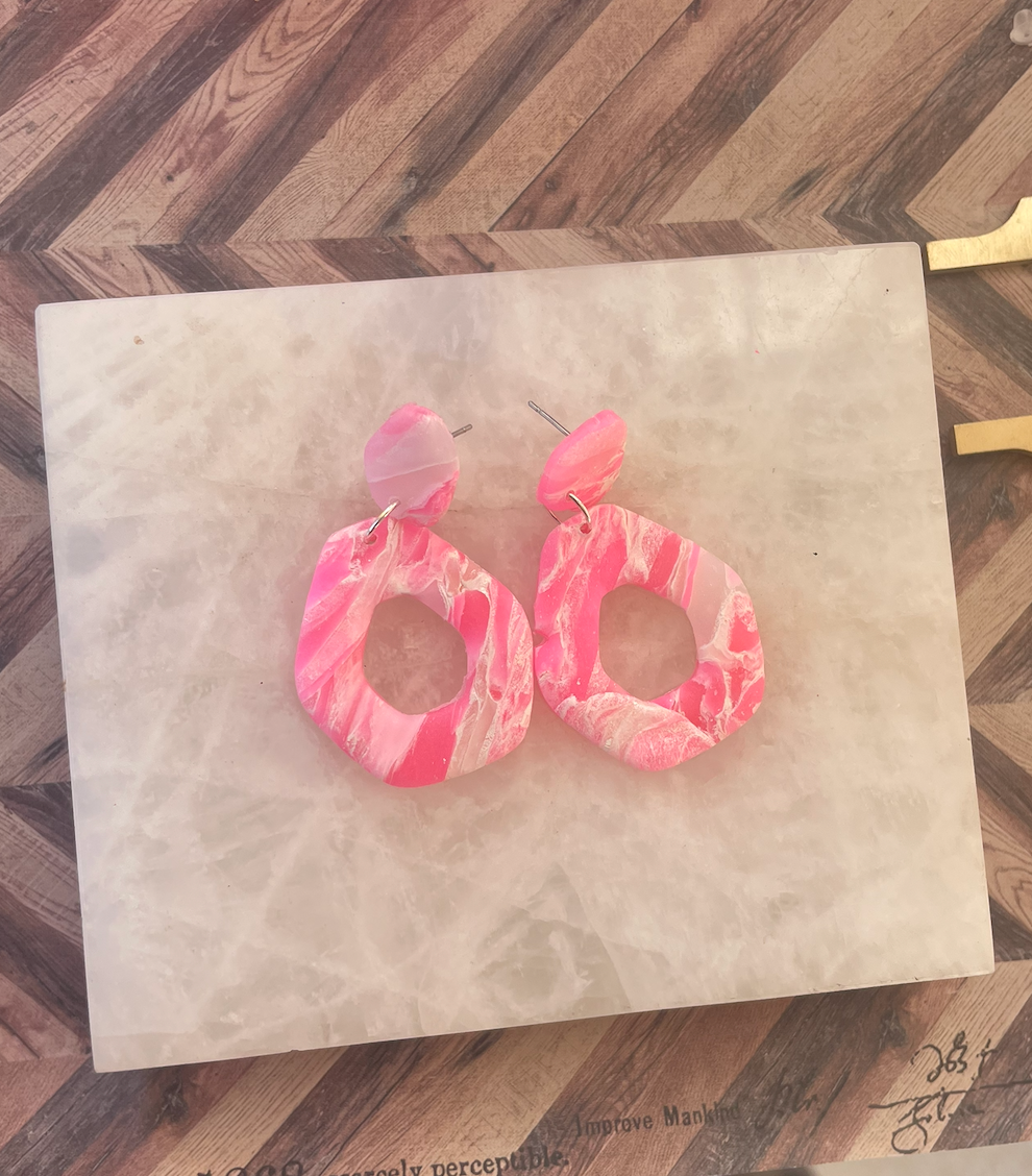 Pink Marble Earrings