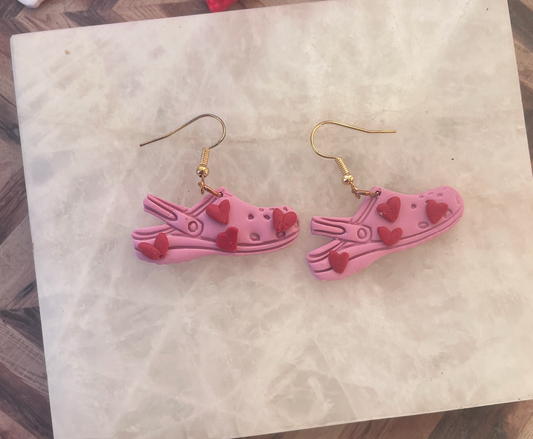 Pink Heart Croc Earrings