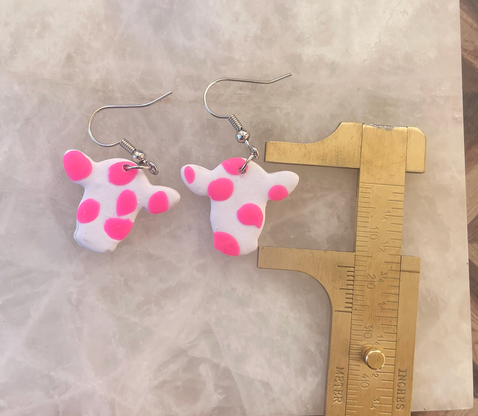 Mini Pink Cow Earrings