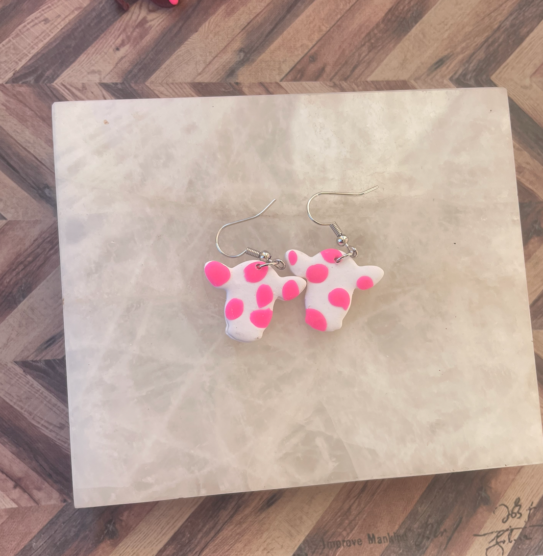 Mini Pink Cow Earrings